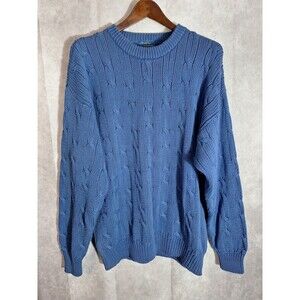 Vintage Cambridge Classics Cable Knit Sweater Mens XL Blue Preppy Academia 90s